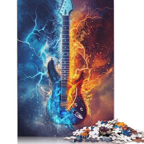 Puzzle für Erwachsene, EIS- und Feuergitarre, 1000-teiliges Puzzle, Holzpuzzle für Erwachsene und Kinder, interessantes Puzzle zur Stressreduzierung, Größe: 75 x 50 cm von LiJianXXO