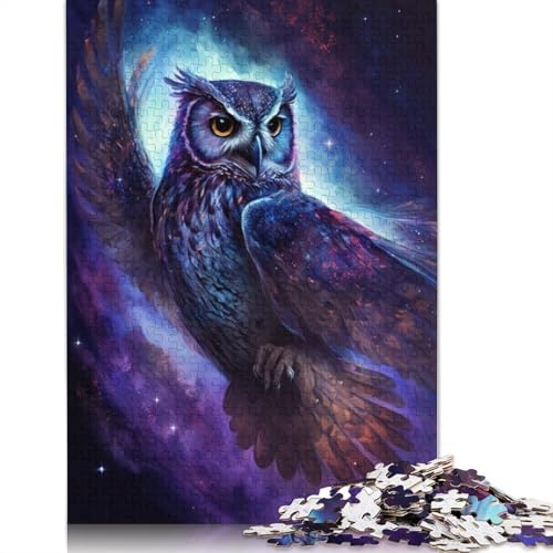 Puzzle für Erwachsene, Eule-Galaxie, 1000-teiliges Puzzlespiel, Holzpuzzle für Erwachsene und Kinder ab 12 Jahren, Familienaktivität (Größe 75 x 50 cm) von LiJianXXO