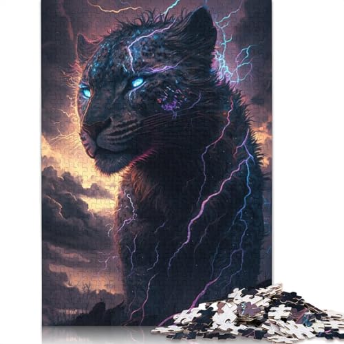 Puzzle für Erwachsene, Fantasie, schwarzer Leopard, 1000 Teile, Holzpuzzle für Erwachsene und Kinder ab 12 Jahren, Spielspielzeug für Erwachsene, Familienpuzzle, Geschenkgröße: 75 x 50 cm von LiJianXXO