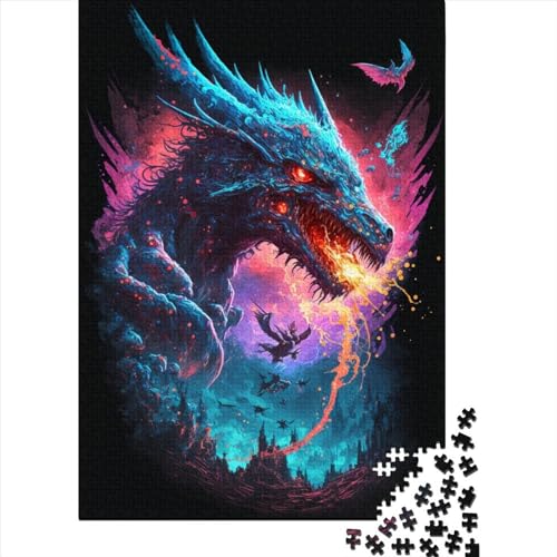 Puzzle für Erwachsene, Fantasie-Drache, 1000-teiliges Puzzle für Erwachsene und Kinder, Holzpuzzle für Erwachsene und Kinder ab 12 Jahren, anspruchsvolles Spiel, Größe: 75 x 50 cm von LiJianXXO