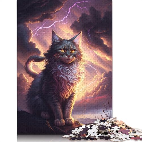 Puzzle für Erwachsene, Fantasie-Maine-Coon-Katze, 1000-teiliges Puzzle für Erwachsene und Kinder ab 12 Jahren, Holzpuzzle, Lernspiele, Größe: 75 x 50 cm von LiJianXXO