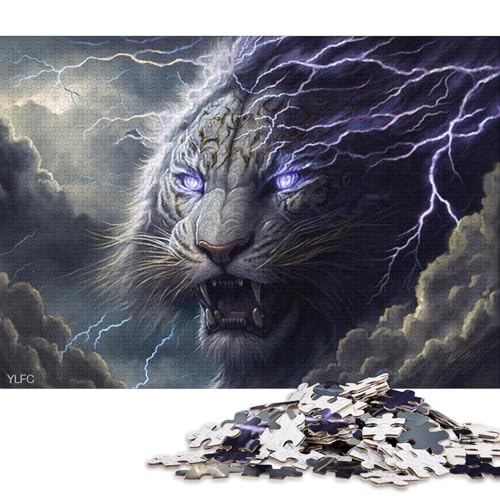 Puzzle für Erwachsene, Fantasie-Puzzle Weißer Tiger, 1000 Teile, für Erwachsene und Kinder ab 12 Jahren, Holzpuzzle, Denkspiel 75x50cm/1000 Teile von LiJianXXO