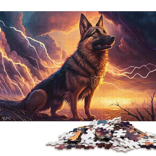 Puzzle für Erwachsene, Fantasy-Kunst, Deutscher Schäferhund, Puzzle für Erwachsene, 1000-teiliges Holzpuzzle für Erwachsene und Kinder, Stressabbau-Spielzeug 75x50cm/1000 Teile von LiJianXXO