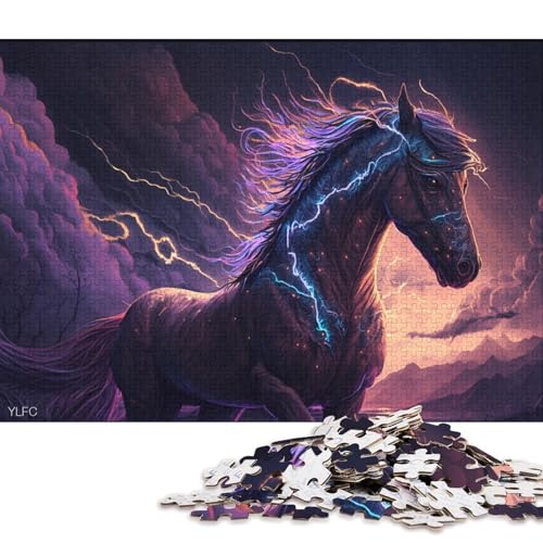 Puzzle für Erwachsene, Fantasy-Kunst-Pferd, 1000-teiliges Puzzle für Erwachsene und Kinder ab 12 Jahren, Holzpuzzle, Denkspiel 75x50cm/1000 Teile von LiJianXXO