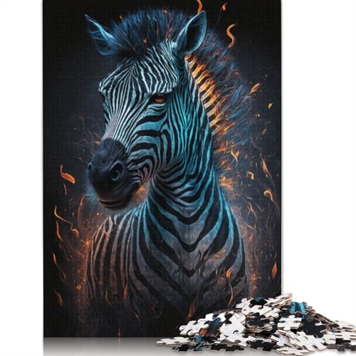 Puzzle für Erwachsene, Feuertier-Zebra, 1000 Teile, Puzzle für Erwachsene und Kinder, Papppuzzle, geeignet für Erwachsene und Kinder ab 12 Jahren, tolles Geschenk für Erwachsene (Größe 38 x 26 cm) von LiJianXXO