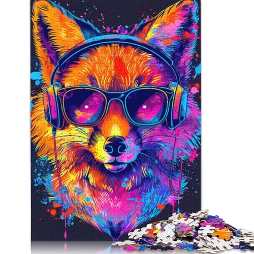 Puzzle für Erwachsene, Fuchs mit Sonnenbrille für Erwachsene, 1000 Teile, Puzzle-Geschenke, Kartonpuzzle für Erwachsene und Kinder ab 12 Jahren, ideale Größe: 38 x 26 cm von LiJianXXO