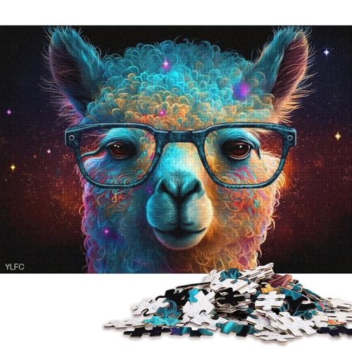 Puzzle für Erwachsene, Galaxie-Alpaka mit Brille, 1000-teiliges Puzzlespiel, Holzpuzzle für Erwachsene und Kinder ab 12 Jahren, Spiele, Spielzeug, Geschenk (Größe 75 * 50 cm) von LiJianXXO