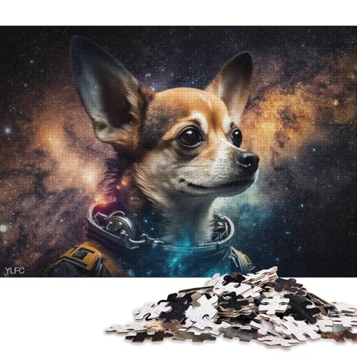 Puzzle für Erwachsene, Galaxie-Astronaut Chihuahua, Puzzle für Erwachsene, 1000-teiliges Kartonpuzzle für Erwachsene und Kinder, Stressabbau-Spielzeug 38x26cm/1000 Teile von LiJianXXO