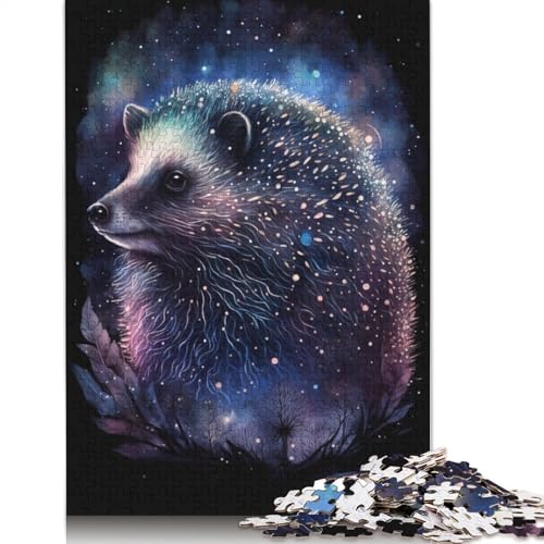 Puzzle für Erwachsene, Galaxie-Tier-Igel, 1000-teiliges Puzzle, Holzpuzzle für Erwachsene und Kinder, schwierig und herausfordernd, Größe: 75 x 50 cm von LiJianXXO