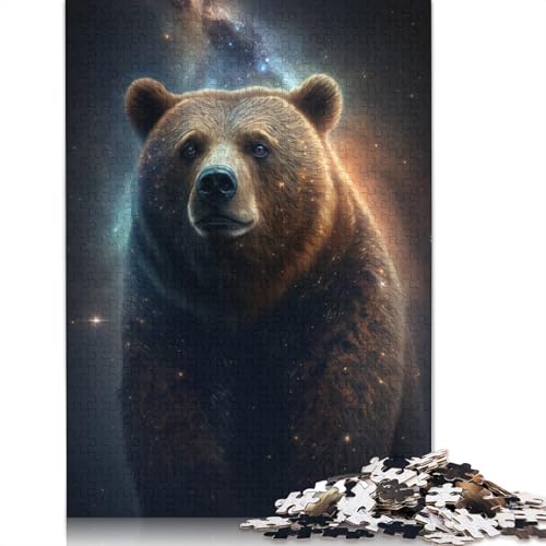 Puzzle für Erwachsene, Galaxie-Tiere, Braunbär, 1000-teiliges Puzzle, Papppuzzle für Erwachsene und Kinder ab 12 Jahren, tolles Geschenk für Erwachsene, Größe: 38 x 26 cm von LiJianXXO