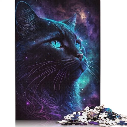 Puzzle für Erwachsene, Galaxy Black Cat, Puzzle für Erwachsene, 1000 Teile, Holzpuzzle, geeignet für Erwachsene und Kinder über 12 Jahre, gutes Geschenk für Erwachsene und Kinder (Größe 75 x 50 cm) von LiJianXXO