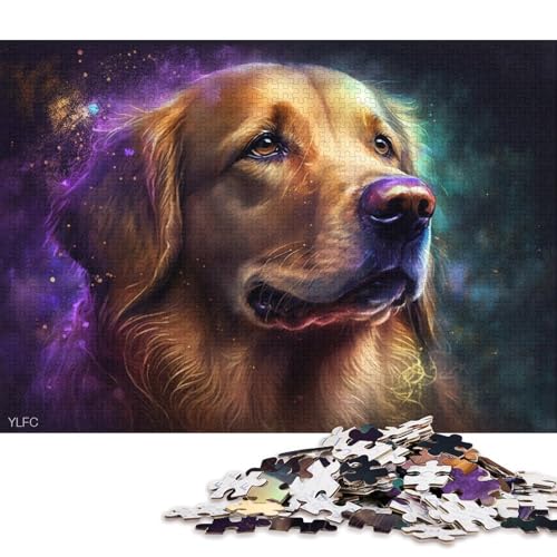 Puzzle für Erwachsene, Golden Retriever-Hund, 1000-teiliges Puzzle für Erwachsene, Holzpuzzle für Erwachsene und Kinder, Spielzeug-Wanddekoration 75x50cm/1000 Teile von LiJianXXO