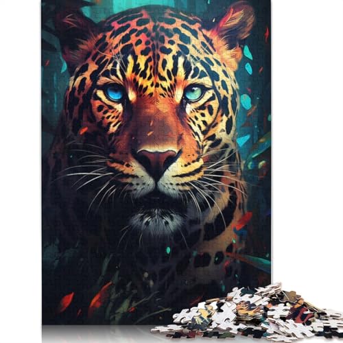 Puzzle für Erwachsene, Graffiti-Kunst, Leopard, 1000 Teile, Puzzlespiel, Kartonpuzzle für Erwachsene und Kinder ab 12 Jahren, Heimkunstdekor, Größe: 38 x 26 cm von LiJianXXO