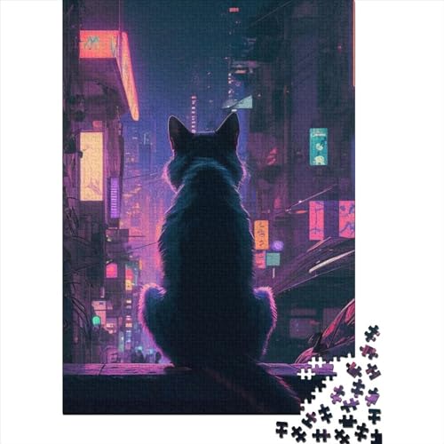 Puzzle für Erwachsene, Katze, 500-teiliges Puzzle, Holzpuzzle für Erwachsene und Kinder ab 12 Jahren, Puzzlespaß, Puzzlespiele, Größe 52 x 38 cm von LiJianXXO