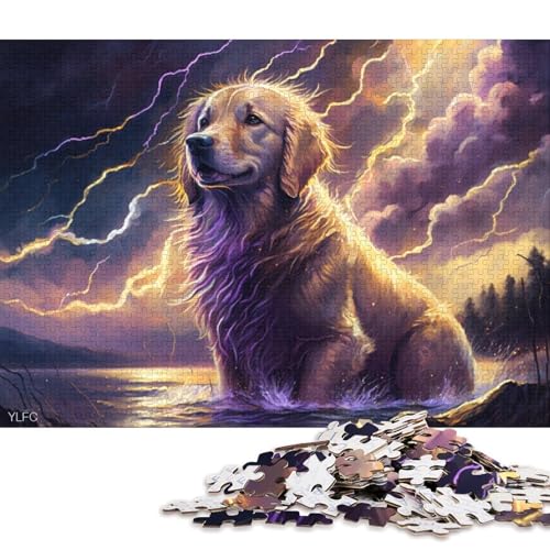 Puzzle für Erwachsene, Kunst, Golden Retriever, 1000-teiliges Puzzle für Erwachsene und Kinder, Holzpuzzle für Erwachsene und Kinder, Lernspiel, Herausforderungsspielzeug 75x50cm/1000 Teile von LiJianXXO