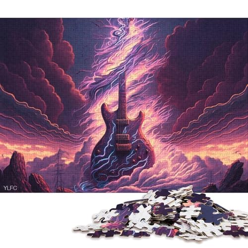 Puzzle für Erwachsene, Kunstgitarre, 1000-teiliges Puzzle für Erwachsene und Kinder, Papppuzzle für Erwachsene und Kinder, Lernspiel, Herausforderungsspielzeug 38x26cm/1000 Teile von LiJianXXO