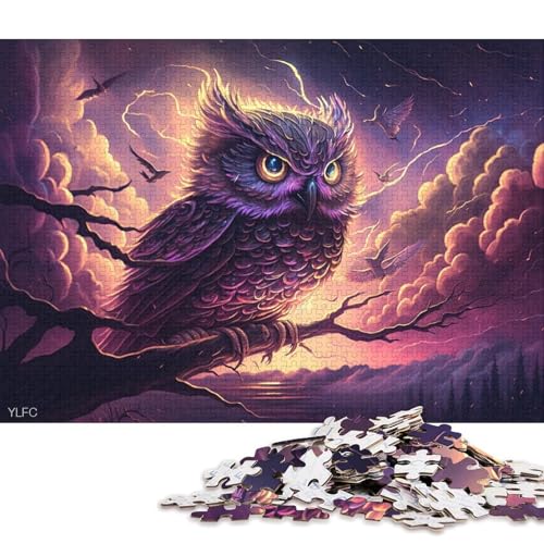 Puzzle für Erwachsene, Kunsttier-Eule, 1000 Teile, Kartonpuzzle für Erwachsene und Familien, tolles Geschenk für Erwachsene 38x26cm/1000 Teile von LiJianXXO