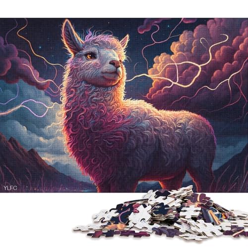 Puzzle für Erwachsene, Kunsttiere, Alpaka, 1000 Teile, Holzpuzzle für Erwachsene und Familien, tolles Geschenk für Erwachsene 75x50cm/1000 Teile von LiJianXXO