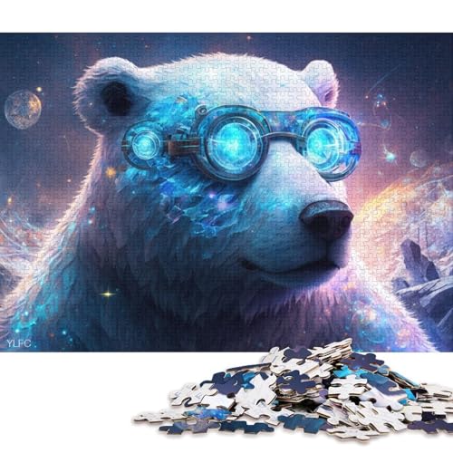 Puzzle für Erwachsene, Magischer Eisbär-Krieger, Puzzle für Erwachsene, 1000-teiliges Holzpuzzle für Erwachsene und Kinder, Stressabbau-Spielzeug 75x50cm/1000 Teile von LiJianXXO