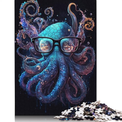 Puzzle für Erwachsene, Oktopus mit Brille, 1000-teiliges Puzzle, Lernspiele, Kartonpuzzle für Erwachsene und Kinder ab 12 Jahren, Lernspiele (Größe 38 x 26 cm) von LiJianXXO