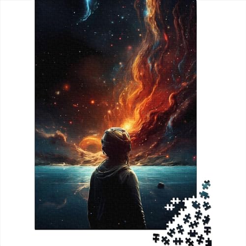 Puzzle für Erwachsene, Orange, Weltraumphänomen, 500 Teile, Holzpuzzle für Erwachsene und Kinder ab 12 Jahren, Lernspiel, Größe 52 x 38 cm von LiJianXXO