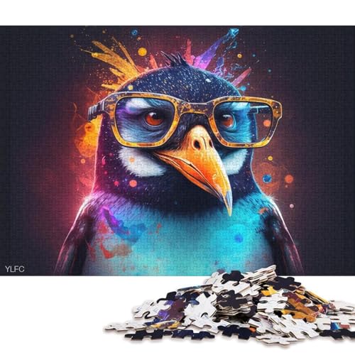 Puzzle für Erwachsene, Pinguin mit Brille, 1000-teiliges Puzzle für Erwachsene, Holzpuzzle für Erwachsene und Kinder, Spielzeug-Wanddekoration 75x50cm/1000 Teile von LiJianXXO