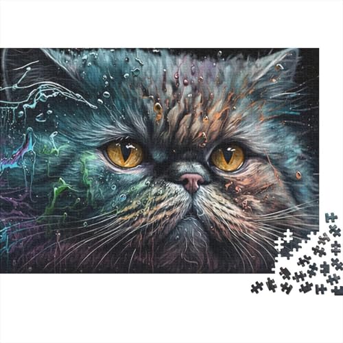 Puzzle für Erwachsene, Porträt Einer schönen Katze, Puzzle 1000 Teile für Erwachsene und Kinder von Wood Puzzle für Erwachsene, Familien- und Heimdekoration, Größe 50 x 75 cm von LiJianXXO