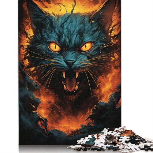 Puzzle für Erwachsene, Psychedelic Art Cat-Puzzle für Erwachsene, 1000 Teile, Kartonpuzzle für Erwachsene und Kinder ab 12 Jahren, für Erwachsene, Puzzle-Geschenke, Größe: 38 x 26 cm von LiJianXXO