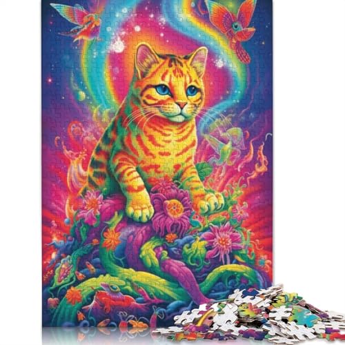 Puzzle für Erwachsene, Psychedelic Cats, Puzzle für Erwachsene, 1000 Teile, Kartonpuzzle für Erwachsene und Kinder ab 12 Jahren, für Erwachsene, Puzzle-Geschenke, Größe: 38 x 26 cm von LiJianXXO