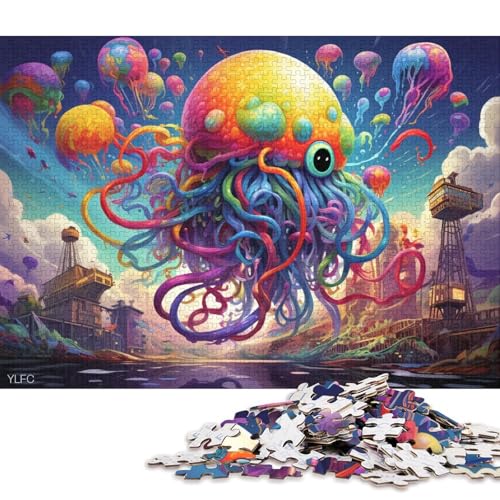 Puzzle für Erwachsene, Roboter, Bunte Qualle, 1000-teiliges Puzzle für Erwachsene und Kinder, Holzpuzzle für Erwachsene und Kinder, Lernspiel, Herausforderungsspielzeug 75x50cm/1000 Teile von LiJianXXO