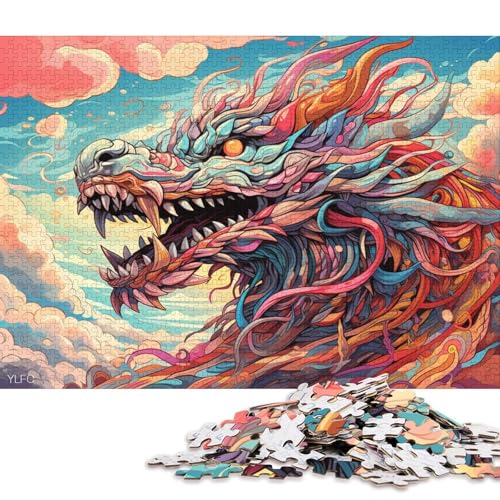 Puzzle für Erwachsene, Roboter, Fliegender Drache, Kunst, 1000-teiliges Puzzle, Holzpuzzle für Erwachsene und Kinder, entspannendes geistiges Lernspielzeug 75x50cm/1000 Teile von LiJianXXO