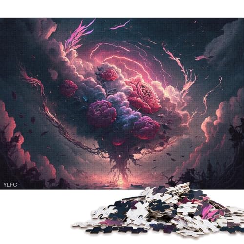 Puzzle für Erwachsene, Rosenwolken-Puzzle für Erwachsene, 1000-teiliges Kartonpuzzle für Erwachsene und Kinder, Stressabbau-Spielzeug 38x26cm/1000 Teile von LiJianXXO