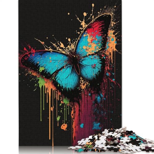 Puzzle für Erwachsene, Schmetterling, bunt, 1000 Teile, Puzzle aus Karton für Erwachsene und Kinder ab 12 Jahren, tolles Geschenk für Erwachsene und Kinder, Größe: 38 x 26 cm von LiJianXXO