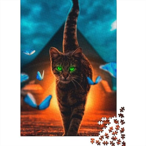 Puzzle für Erwachsene, Schmetterlinge und Katze, 300 Teile, Holzpuzzle für Erwachsene und Kinder ab 12 Jahren, Lernspiel, Größe 40 x 28 cm von LiJianXXO