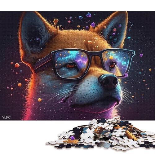 Puzzle für Erwachsene, Shiba Inu mit Brille, 1000 Teile, Puzzlespielzeug, Holzpuzzle, geeignet für Kinder ab 12 Jahren, anspruchsvolles Spiel (Größe 75 * 50 cm) von LiJianXXO