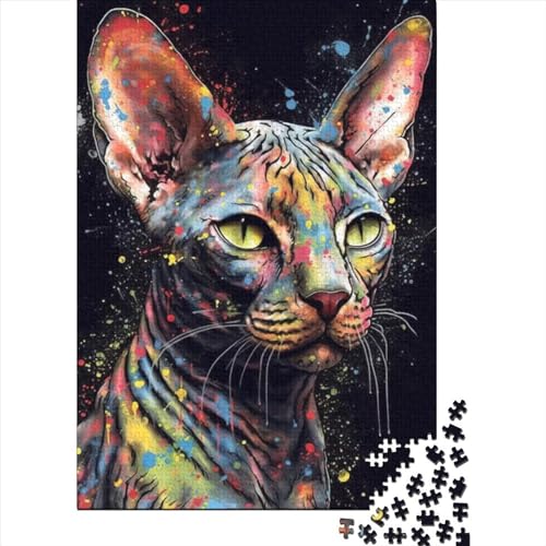 Puzzle für Erwachsene, Sphinx-Katzen-Gemälde, 500-teiliges Puzzle, Holzpuzzle für Erwachsene und Kinder ab 12 Jahren, Unmögliches Puzzle, Größe 52 x 38 cm von LiJianXXO