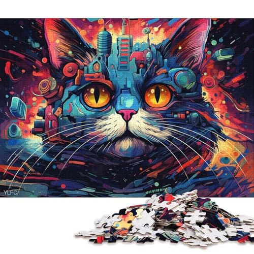 Puzzle für Erwachsene, Tier, Katze, Roboter, 1000-teiliges Puzzle aus Pappe, geeignet für Erwachsene und Kinder über 12 Jahre, lustiges Puzzle für die ganze Familie 38x26cm/1000 Teile von LiJianXXO