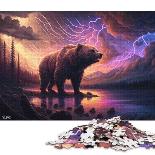 Puzzle für Erwachsene, Tierkunst, Braunbär, Puzzle für Erwachsene, 1000-teiliges Kartonpuzzle für Erwachsene und Kinder, Stressabbau-Spielzeug 38x26cm/1000 Teile von LiJianXXO