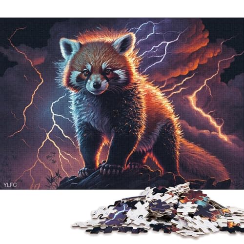 Puzzle für Erwachsene, Tierkunst, Roter Panda, 1000-teiliges Puzzle für Erwachsene, Papppuzzle für Erwachsene und Kinder, Spielzeug-Wanddekoration 38x26cm/1000 Teile von LiJianXXO