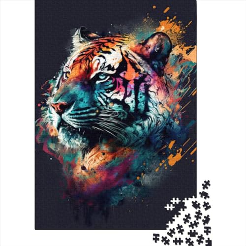 Puzzle für Erwachsene, Tiger, bunt, 300-teiliges Puzzle für Erwachsene, Holzpuzzle, geeignet für Erwachsene und Kinder ab 12 Jahren, Rätselgröße 40 x 28 cm von LiJianXXO