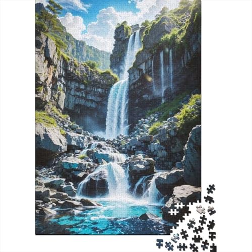 Puzzle für Erwachsene, Wasserfall, 500-teiliges Puzzle, Holzpuzzle für Erwachsene und Kinder ab 12 Jahren, Puzzlespaß, Puzzlespiele, Größe 52 x 38 cm von LiJianXXO