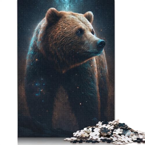 Puzzle für Erwachsene, Weltraum, Galaxie, Braunbär, 1000-teiliges Puzzle, Lernspiele, Kartonpuzzle für Erwachsene und Kinder ab 12 Jahren, Lernspiele (Größe 38 x 26 cm) von LiJianXXO