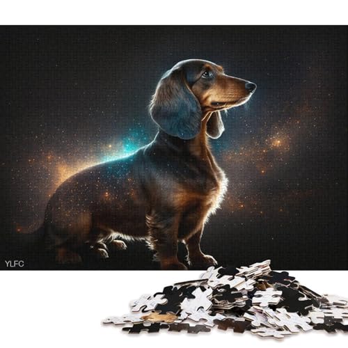 Puzzle für Erwachsene, Weltraum-Dackel, 1000 Teile, Holzpuzzle für Erwachsene und Kinder ab 12 Jahren, anspruchsvolle Puzzles für Erwachsene 75x50cm/1000 Teile von LiJianXXO