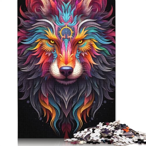 Puzzle für Erwachsene, Wolf, buntes Puzzle für Erwachsene, 1000 Teile, Kartonpuzzle für Erwachsene und Kinder ab 12 Jahren, für Erwachsene, Puzzle-Geschenke, Größe: 38 x 26 cm von LiJianXXO