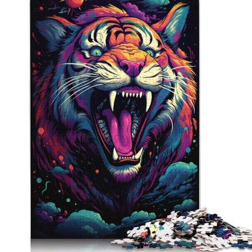 Puzzle für Erwachsene, Wütender Tiger für Erwachsene, 1000 Teile, Puzzle-Geschenke, Karton-Puzzle für Erwachsene und Kinder ab 12 Jahren, Cartoon-Puzzle, 38 x 26 cm von LiJianXXO