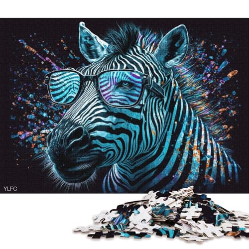 Puzzle für Erwachsene, Zebra mit Brille, 1000 Teile, Puzzlespielzeug, Holzpuzzle, geeignet für Kinder ab 12 Jahren, anspruchsvolles Spiel (Größe 75 * 50 cm) von LiJianXXO