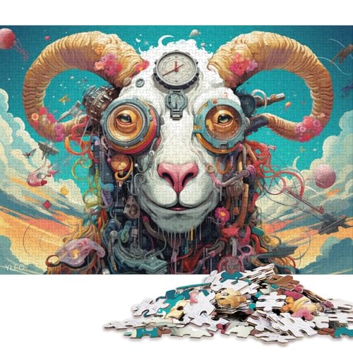 Puzzle für Erwachsene, Ziegentierroboter für Erwachsene, 1000-teiliges Puzzle, Lernspiele, Holzpuzzle für Kinder ab 12 Jahren, lustiges Puzzle für die ganze Familie 75x50cm/1000 Teile von LiJianXXO