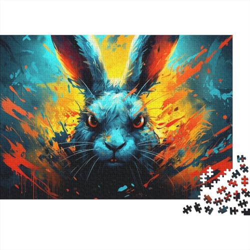 Puzzle für Erwachsene, bunter Hase, für Erwachsene, 1000 Teile, Puzzle aus Holz, für Jugendliche und Kinder, anspruchsvolles Spiel, Geschenke, Größe 50 x 75 cm von LiJianXXO