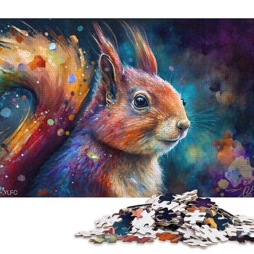 Puzzle für Erwachsene, buntes Eichhörnchen, 1000-teiliges Puzzle für Erwachsene, Kartonpuzzle für Erwachsene und Kinder, Spielzeug-Wanddekoration 38x26cm/1000 Teile von LiJianXXO