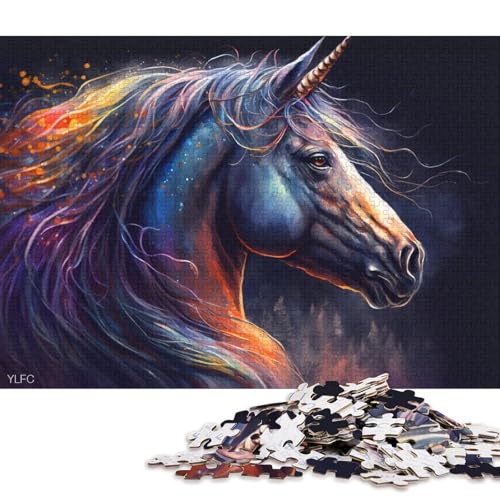 Puzzle für Erwachsene, buntes Einhorn, 1000-teiliges Puzzle für Erwachsene und Kinder ab 12 Jahren, Holzpuzzle, Denkspiel 75x50cm/1000 Teile von LiJianXXO